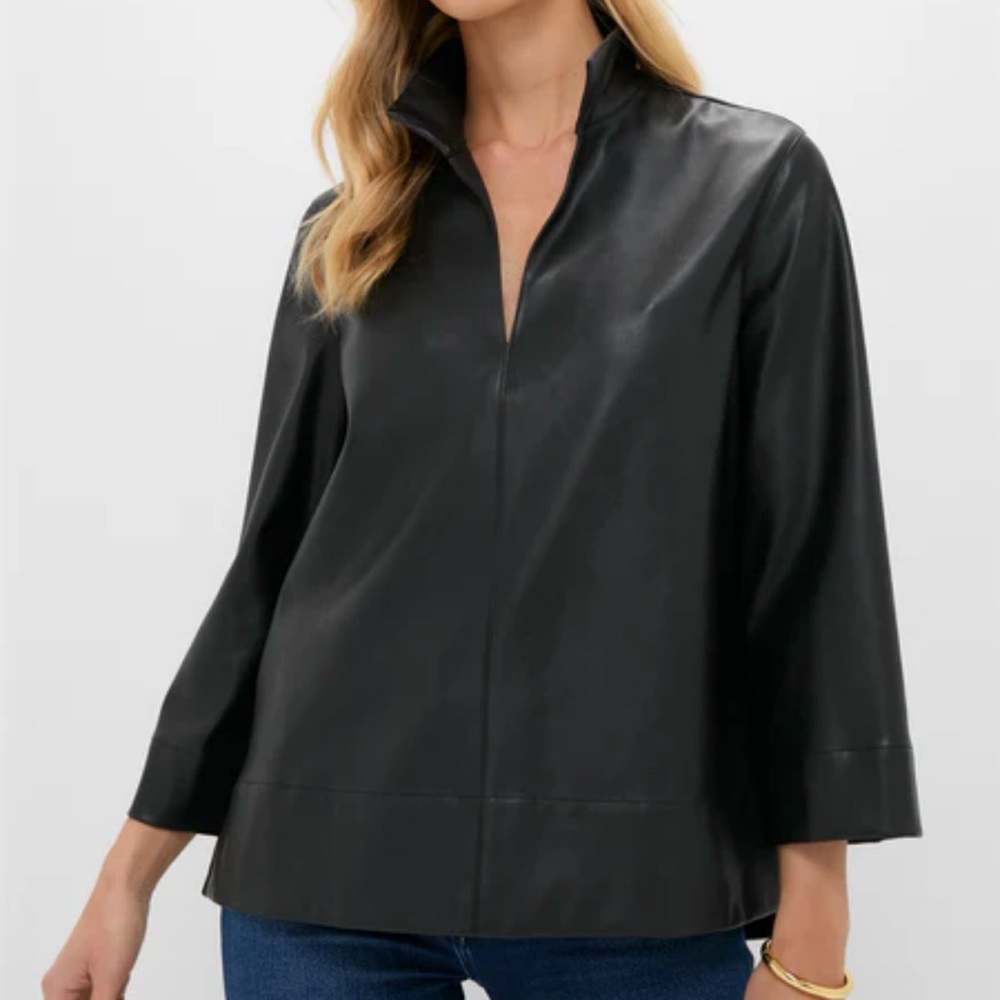 Tuckernuck Black Leather Margot top, Medium